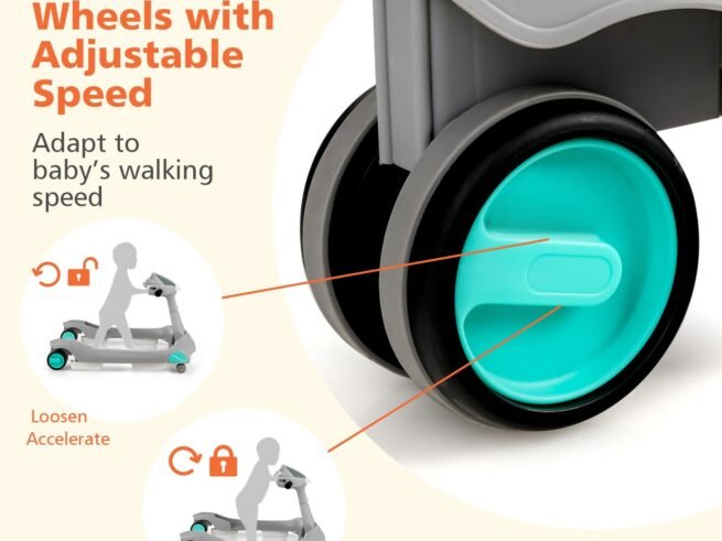 Foldable Baby Walker 2 in 1 Adjustable Height and Speed Sound Effect with Lights