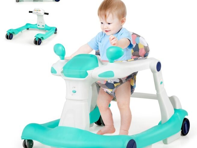 Foldable Baby Walker 2 in 1 Adjustable Height and Speed ​​Sound Effect with Lights