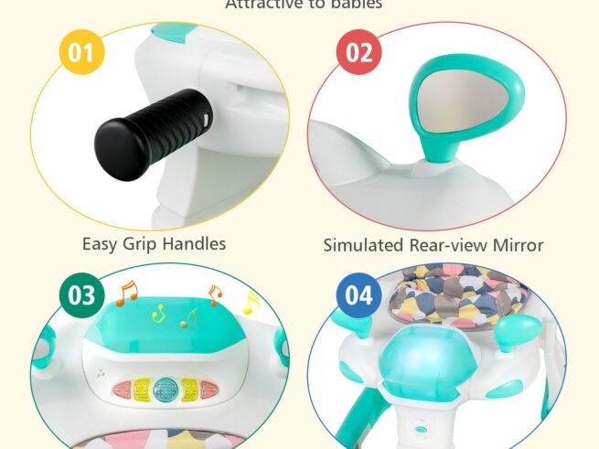 Foldable Baby Walker 2 in 1 Adjustable Height and Speed ​​Sound Effect with Lights