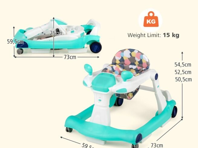 Foldable Baby Walker 2 in 1 Adjustable Height and Speed ​​Sound Effect with Lights