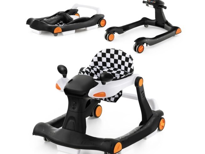 Foldable Baby Walker 2 in 1 Adjustable Height and Speed ​​Sound Effect with Lights