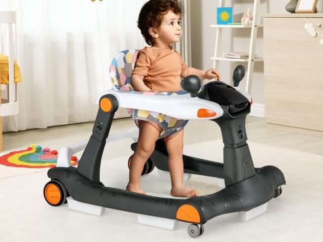 Foldable Baby Walker 2 in 1 Adjustable Height and Speed ​​Sound Effect with Lights