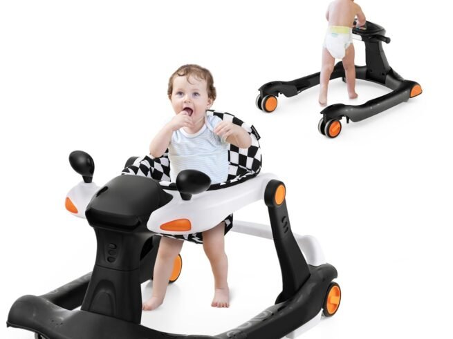 Foldable Baby Walker 2 in 1 Adjustable Height and Speed ​​Sound Effect with Lights