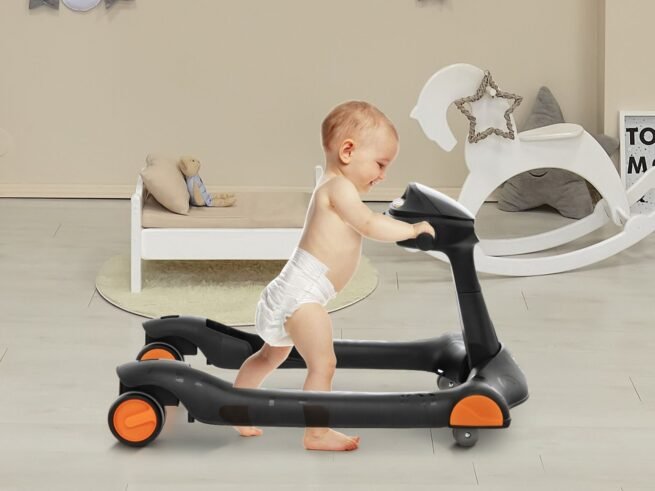 Foldable Baby Walker 2 in 1 Adjustable Height and Speed ​​Sound Effect with Lights