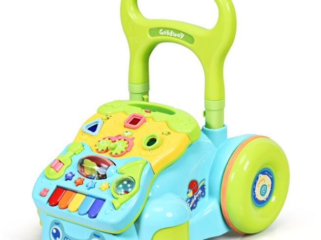 2 in 1 Baby Walker with Music Lights Adjustable Height and Removable Panel 10+ Months