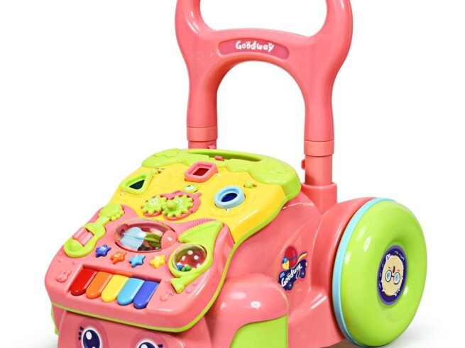 2 in 1 Baby Walker with Music Lights Adjustable Height and Removable Panel 10+ Months