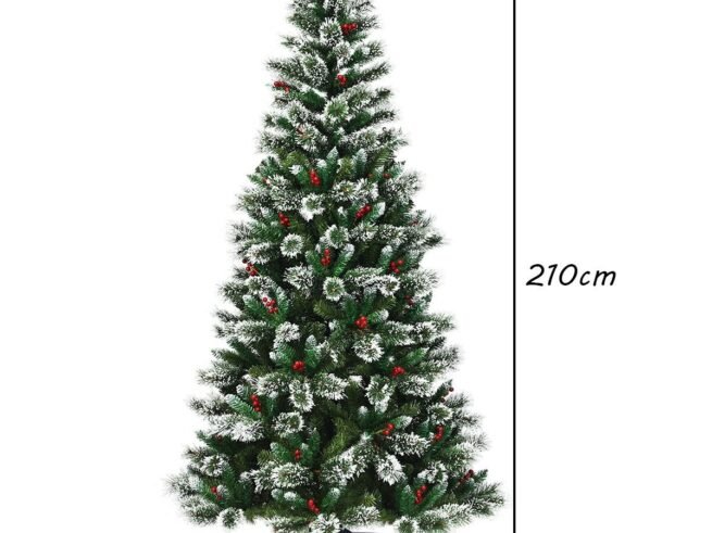 Artificial Christmas Tree 210cm with Snowflakes Dense Red Berries