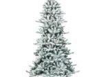 Long Snowy Artificial Christmas Tree 210cm White Pine Cones 1108 Branches