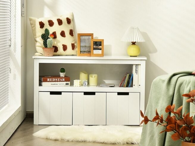 3 Drawer Kids Storage Cabinet Unit with Open Shelf 101 x 33 x 62CM White