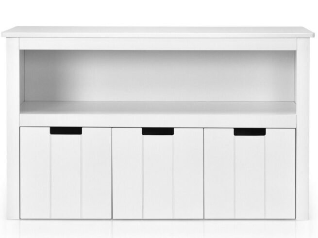3 Drawer Kids Storage Cabinet Unit with Open Shelf 101 x 33 x 62CM White