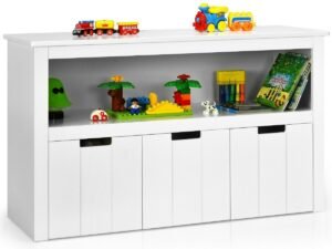3 Drawer Kids Storage Cabinet Unit with Open Shelf 101 x 33 x 62CM White