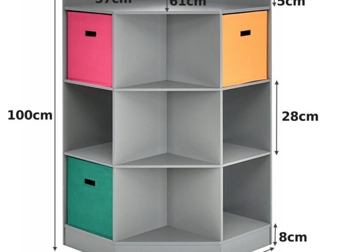 Children's Corner Storage Unit with 9 Niches 3-Tier Kids Storage Cabinet