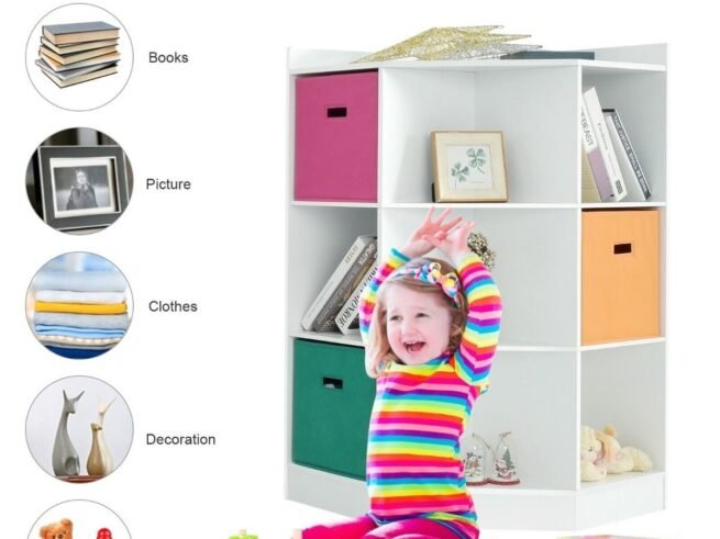 Children's Corner Storage Unit with 9 Niches 3-Tier Kids Storage Cabinet