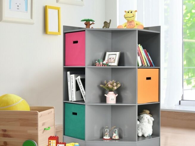 Children's Corner Storage Unit with 9 Niches 3-Tier Kids Storage Cabinet