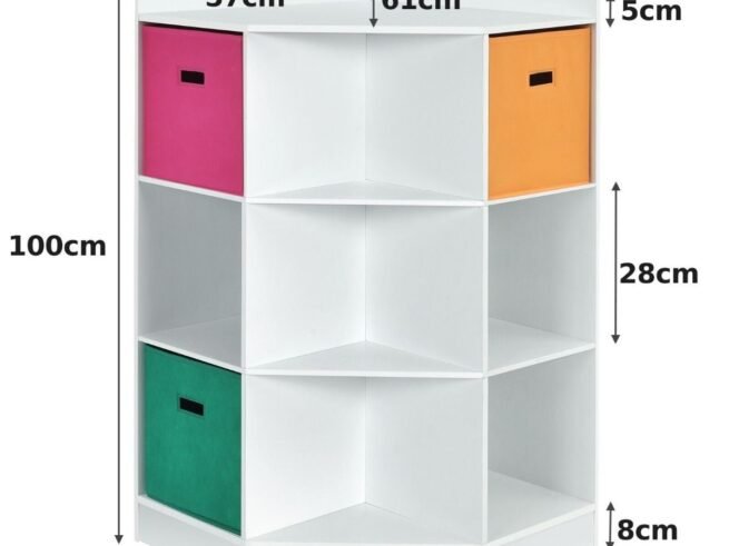 Children's Corner Storage Unit with 9 Niches 3-Tier Kids Storage Cabinet