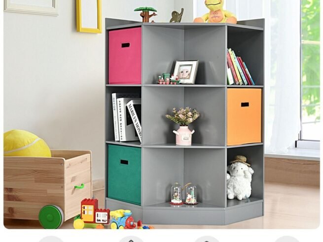 Children's Corner Storage Unit with 9 Niches 3-Tier Kids Storage Cabinet