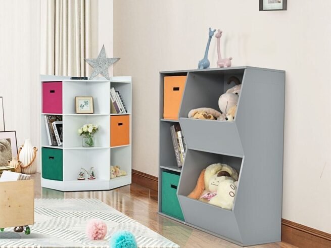 Children's Corner Storage Unit with 9 Niches 3-Tier Kids Storage Cabinet
