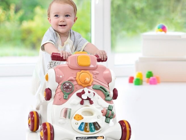 3 in 1 Push Walker for Baby with Light and Music Early Learning Activities 6-36 Months Pink