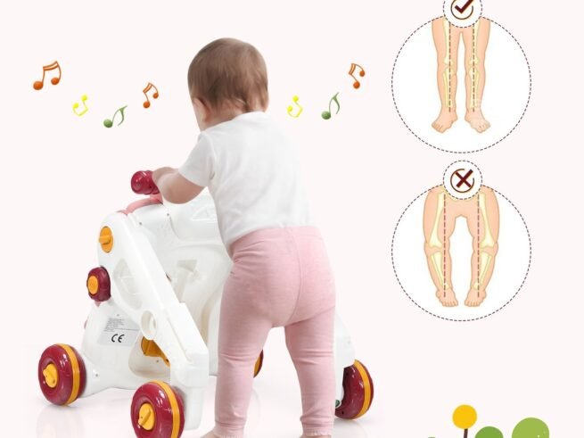 3 in 1 Push Walker for Baby with Light and Music Early Learning Activities 6-36 Months Pink