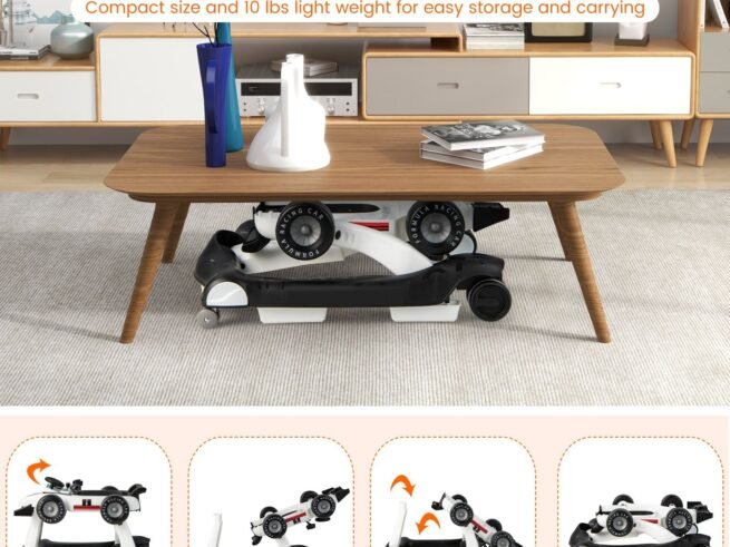 Foldable Baby Walker 4 in 1 Pusher Adjustable Height and Speed Music Box with Light