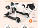 Foldable Baby Walker 4 in 1 Pusher Adjustable Height and Speed Music Box with Light
