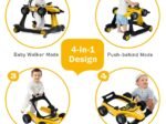 Foldable Baby Walker 4 in 1 Pusher Adjustable Height and Speed Music Box with Light