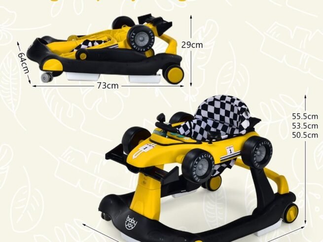 Foldable Baby Walker 4 in 1 Pusher Adjustable Height and Speed Music Box with Light