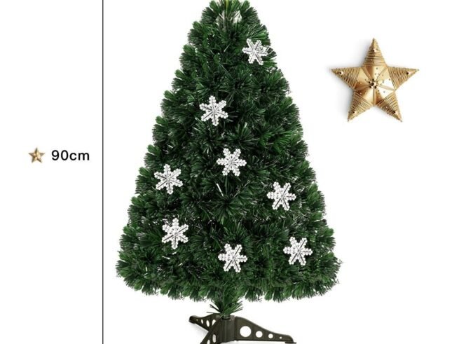 Artificial Christmas Tree 90cm with LED Lights and Stand Snowflake