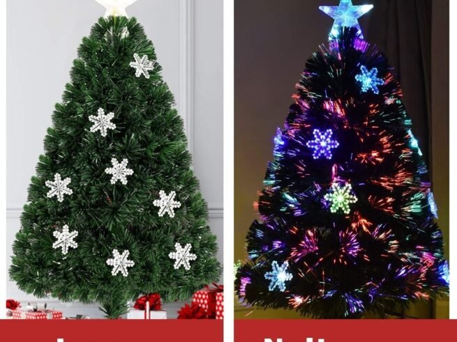 Artificial Christmas Tree 90cm with LED Lights and Stand Snowflake