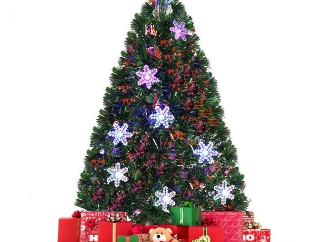 Artificial Christmas Tree 90cm with LED Lights and Stand Snowflake