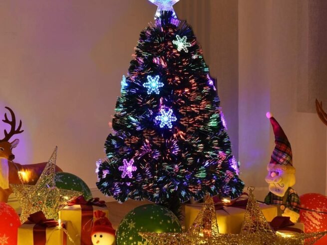 Artificial Christmas Tree 90cm with LED Lights and Stand Snowflake