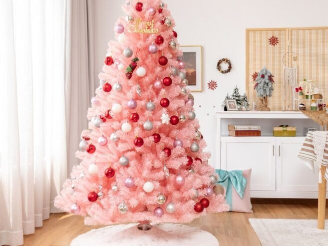 Artificial Christmas Tree 180cm Hinged Design 1036 Branches Pink