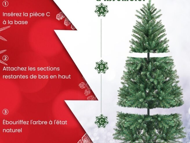 Artificial Christmas Tree 180 cm Automatic Colorful Spruce Leaves 825 Branch