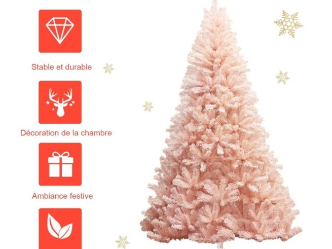Artificial Christmas Tree 180 cm PVC Needles Metal Stand Pink