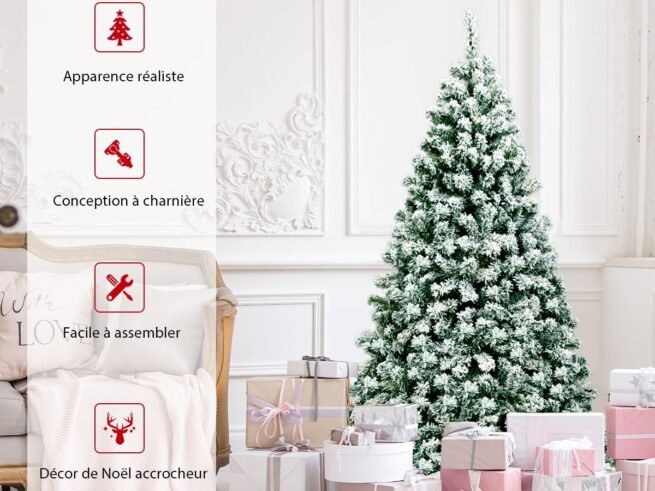 Artificial Christmas Tree 180 cm Snowy Fir with 250 LED Lights 928 Branches