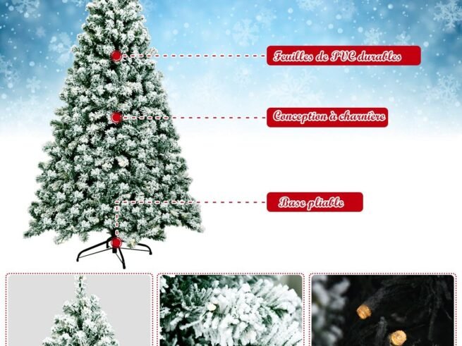 Artificial Christmas Tree 180 cm Snowy Fir with 250 LED Lights 928 Branches