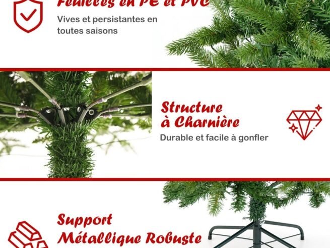 Artificial Christmas Tree 180 cm with 270 LED Lights 10 Lighting Modes