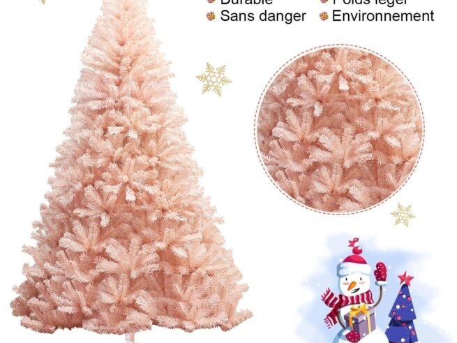 Artificial Christmas Tree 180 cm PVC Needles Metal Stand Pink