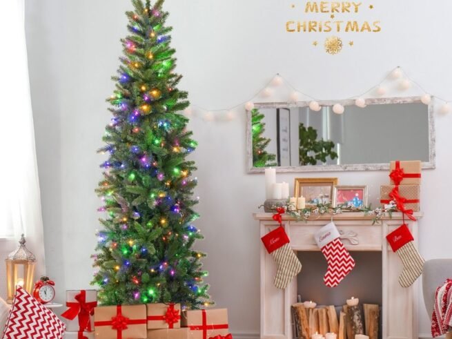 Artificial Christmas Tree 180 cm with 270 LED Lights 10 Lighting Modes