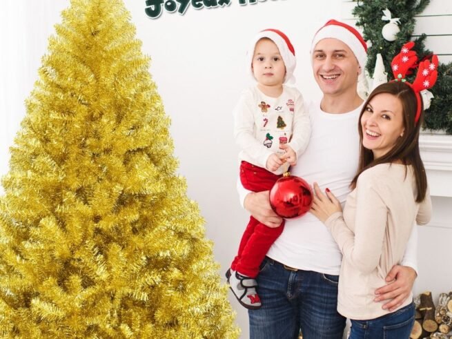 Artificial Christmas Tree 180cm Champagne Gold Color Electro-galvanization Treatment