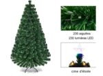 Artificial Christmas Tree 180cm 230 Branches LED Lights with 6 Color Dimming, Star at the Top, Stand