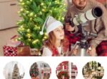 Artificial Christmas Tree 180cm Warm White 150 LED Lights Iron Stand