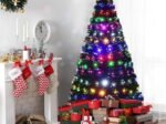 Artificial Christmas Tree 180cm 230 Branches LED Lights with 6 Color Dimming, Star at the Top, Stand