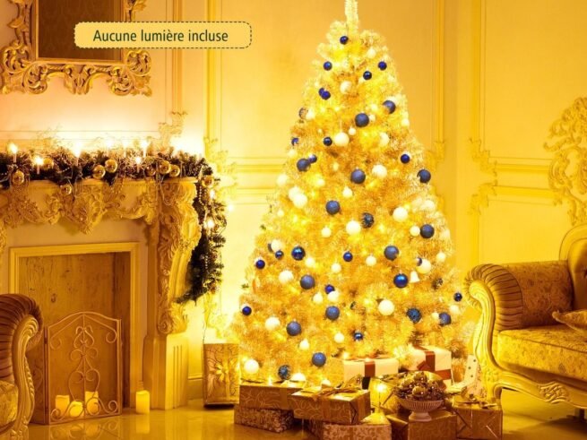 Artificial Christmas Tree 180cm Champagne Gold Color Electro-galvanization Treatment