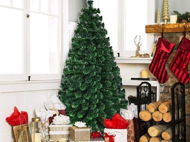 Artificial Christmas Tree 180cm 230 Branches LED Lights with 6 Color Dimming, Star at the Top, Stand