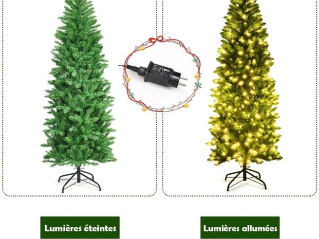 Artificial Christmas Tree 180cm Warm White 150 LED Lights Iron Stand