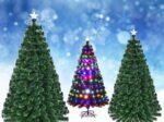 Artificial Christmas Tree 180cm 230 Branches LED Lights with 6 Color Dimming, Star at the Top, Stand