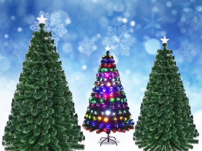 Artificial Christmas Tree 180cm 230 Branches LED Lights with 6 Color Dimming, Star at the Top, Stand