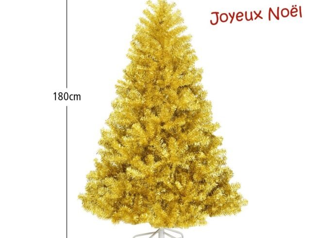 Artificial Christmas Tree 180cm Champagne Gold Color Electro-galvanization Treatment