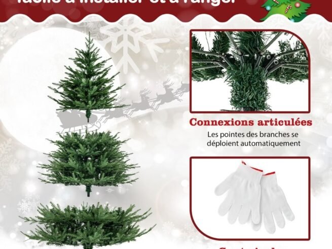 Artificial Christmas Tree 183cm Hinged 788 PE and PVC Branches LED Lights